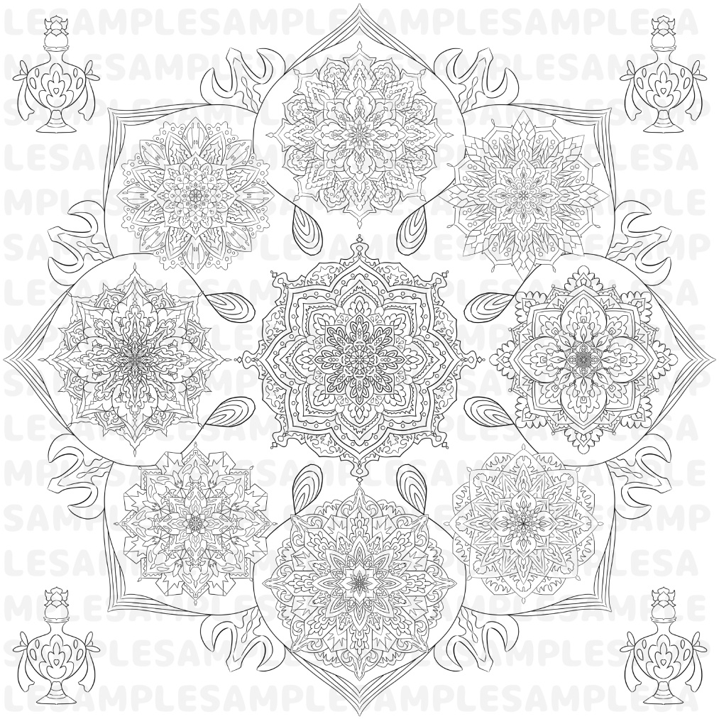 【線対胎蔵曼荼羅ぬりえ】中台八葉院