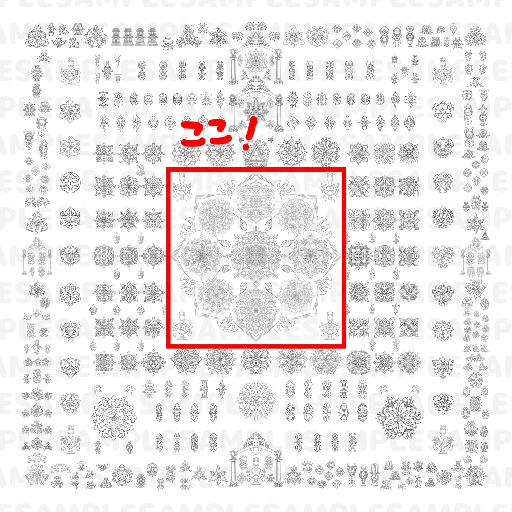 【線対胎蔵曼荼羅ぬりえ】中台八葉院