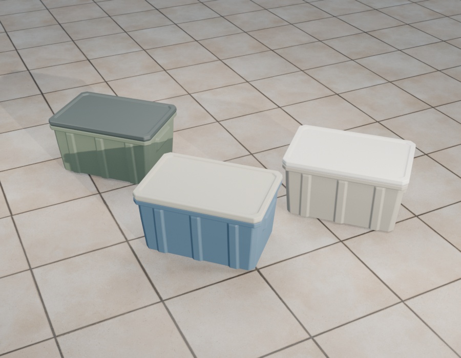 【3Dモデル / 4点・全12カラー】Room Essentials Vol.1|家具・収納・照明セット|Unity・VRChat / GLB収録