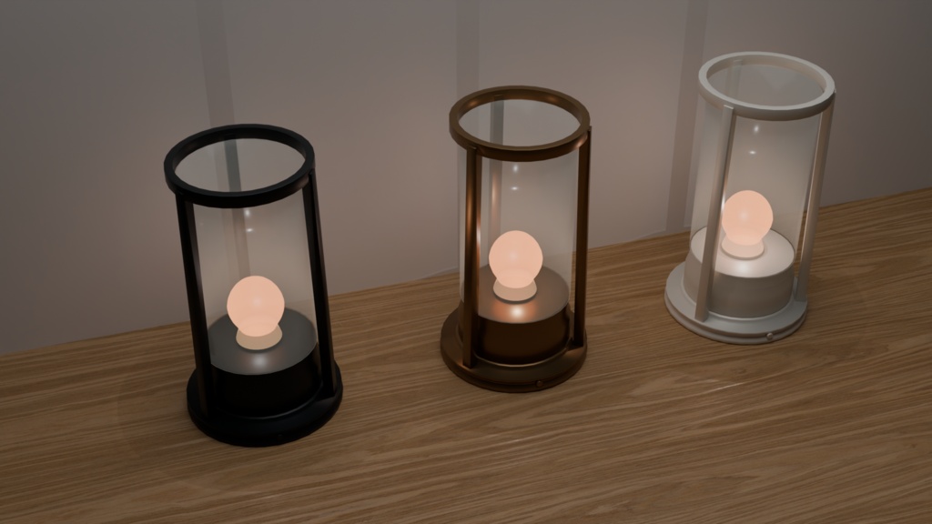 【3Dモデル / 4点・全12カラー】Room Essentials Vol.1|家具・収納・照明セット|Unity・VRChat / GLB収録