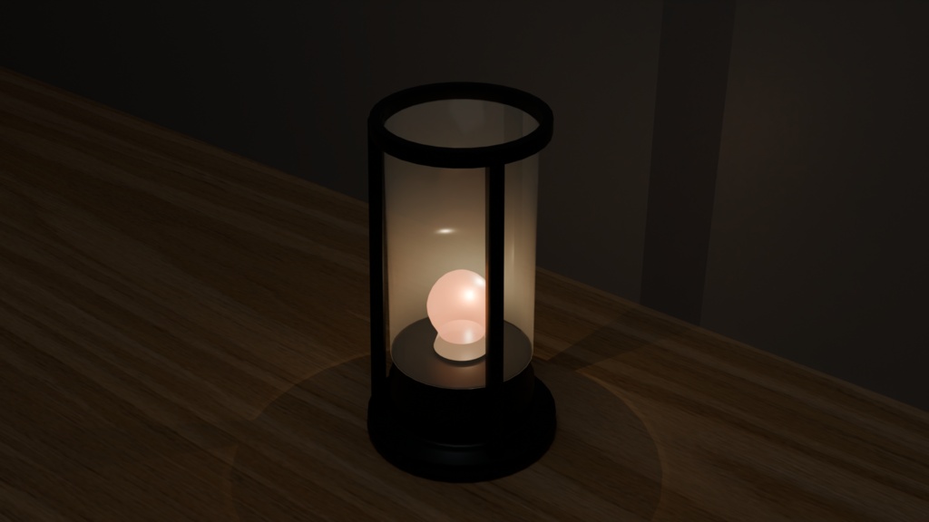 【無料 / VRChat / 3Dモデル】モダン円筒ガラス卓上ランプ Matte Black|設定済みPrefab・GLB収録