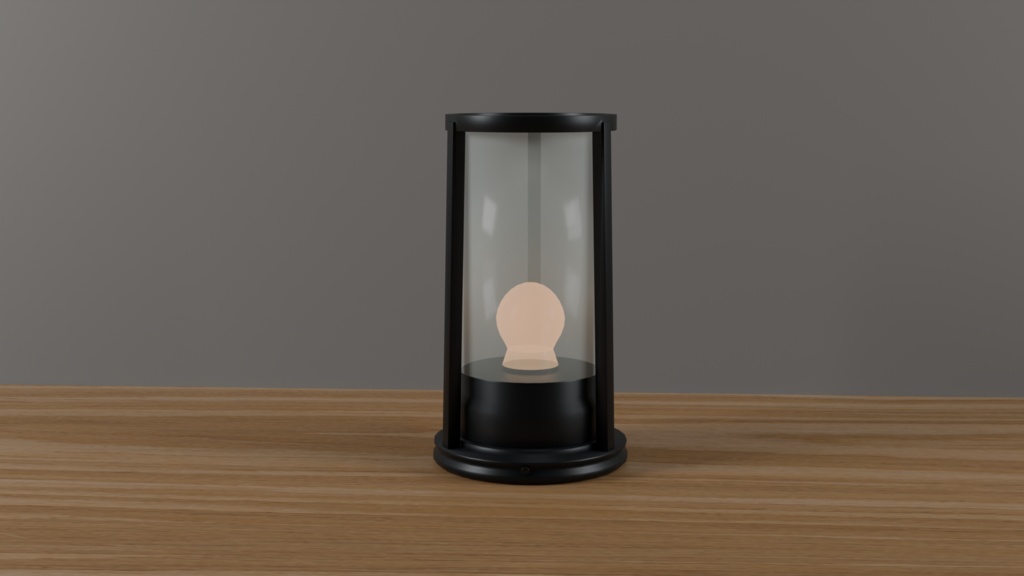 【無料 / VRChat / 3Dモデル】モダン円筒ガラス卓上ランプ Matte Black|設定済みPrefab・GLB収録
