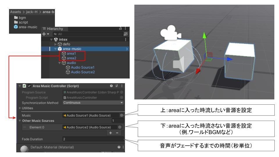 【VRChat用】エリア毎に違うBGM流すやつ
