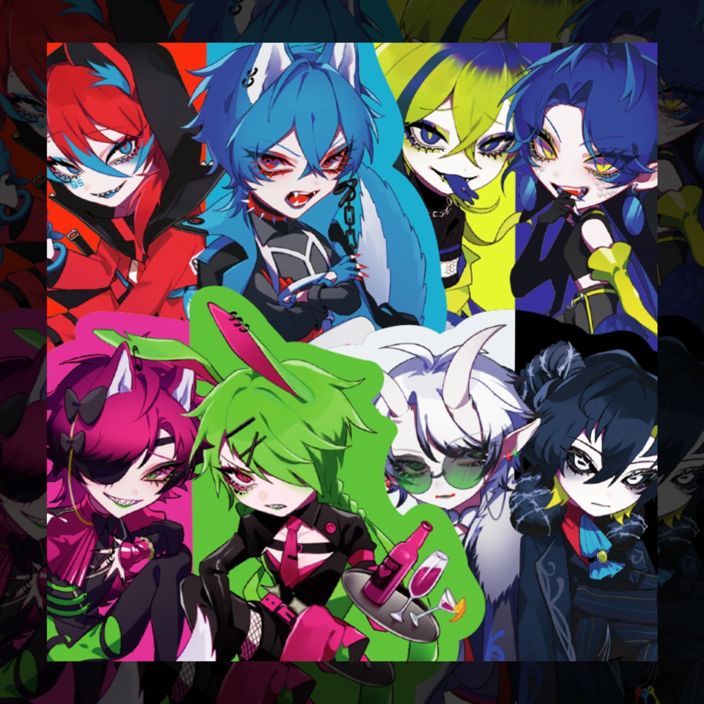 色擬人化アニマルステッカー/アクキー