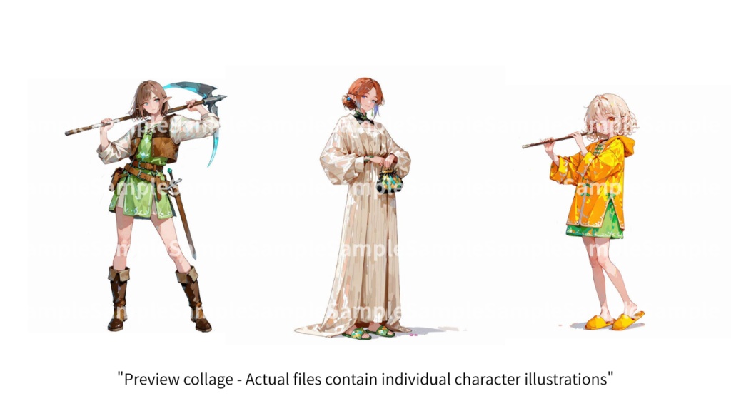 【無料】ArtiStyle Collection –モブキャラシリーズ:異世界で暮らすエルフたち FreeSample | 商用利用OK PNG素材集