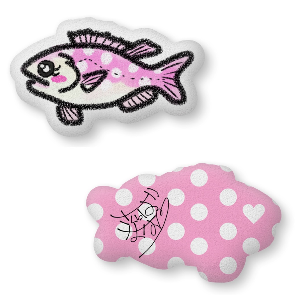 水玉ピンクすずきクッション(両面ver.)