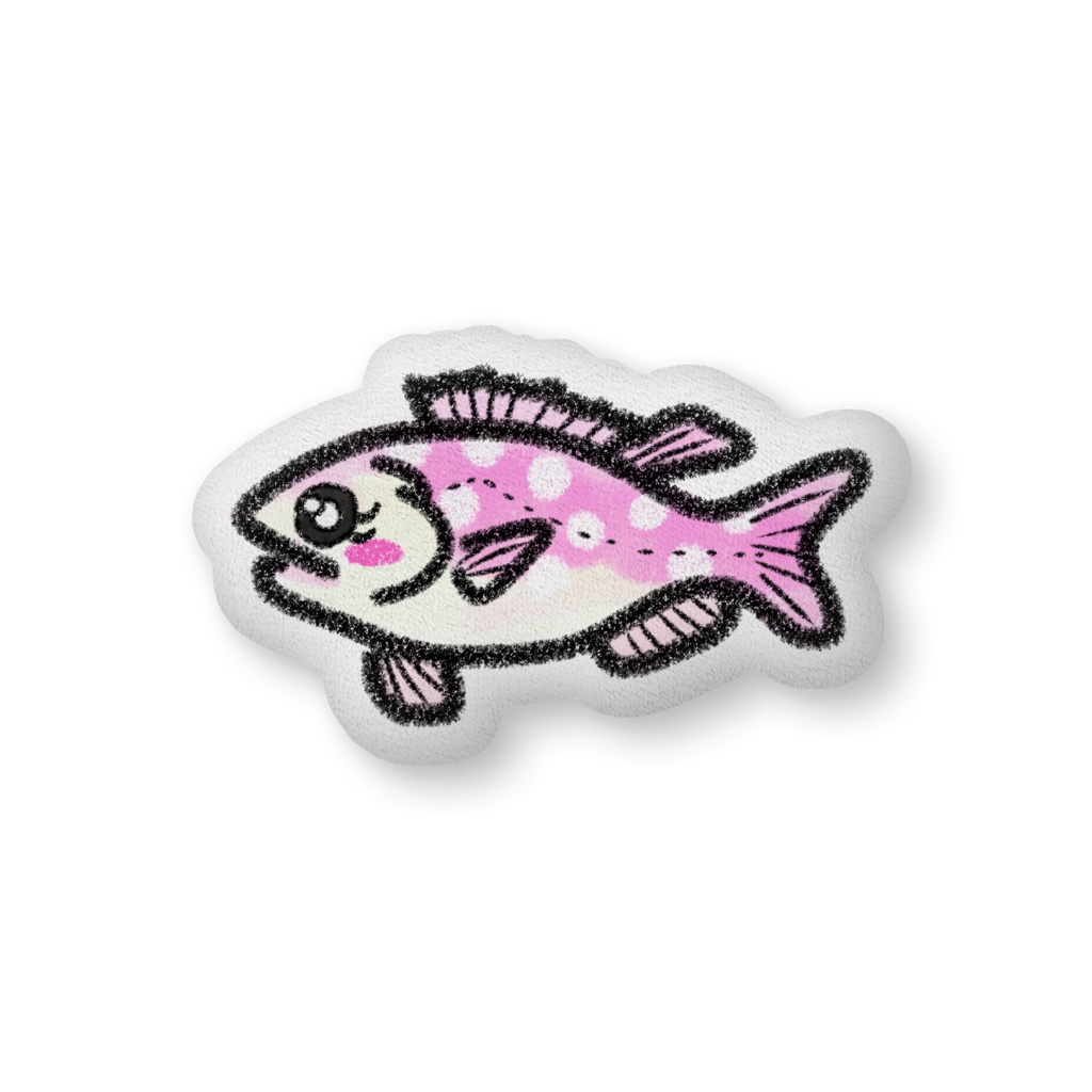 水玉ピンクすずきクッション(両面ver.)