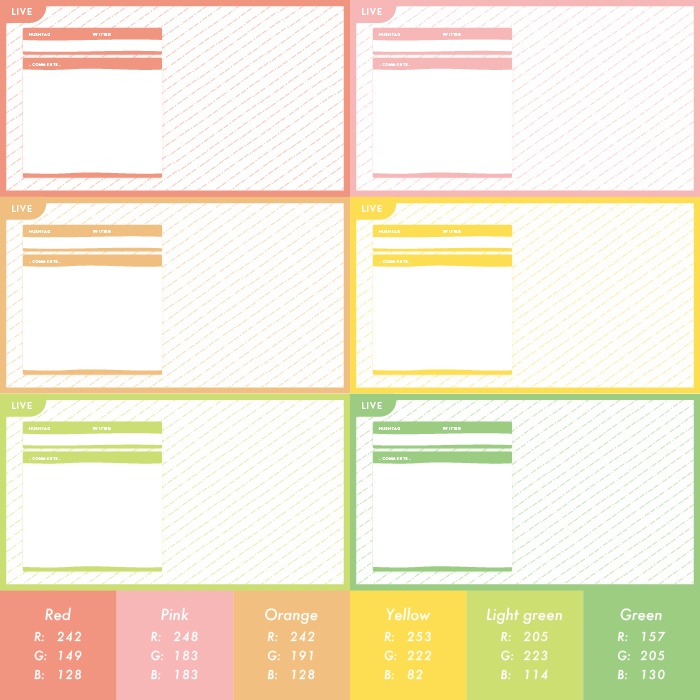 【フリー素材】雑談配信用配信画面 カラバリ12色!