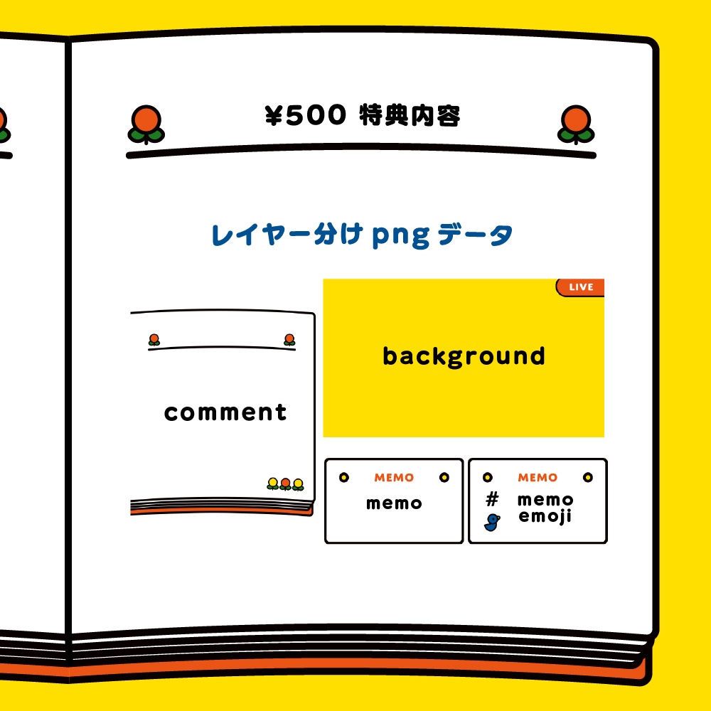 【Vtuber向け素材】ビビットでかわいい雑談配信画面