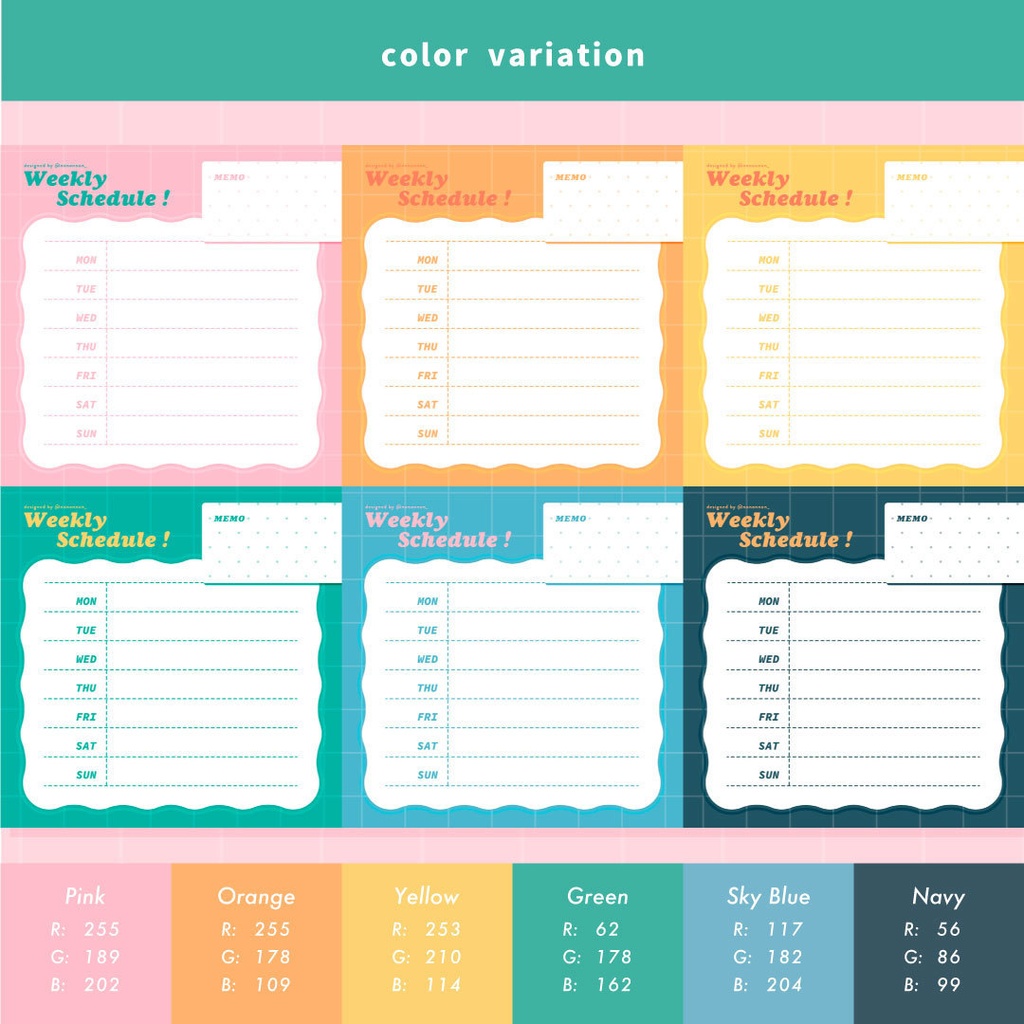 【フリー素材】正方形のとってもかわいい週間スケジュール表
