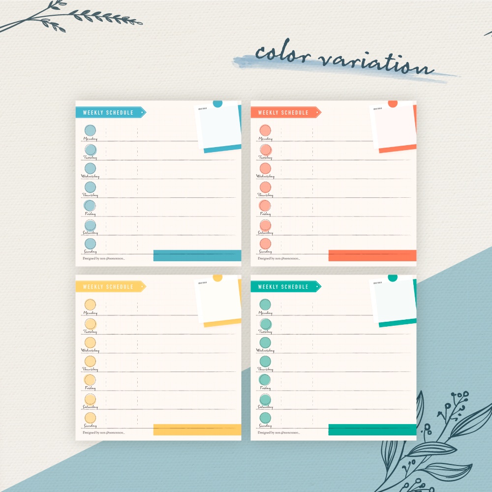 【フリー素材】正方形の好きにデコろう!大人な週間スケジュール表