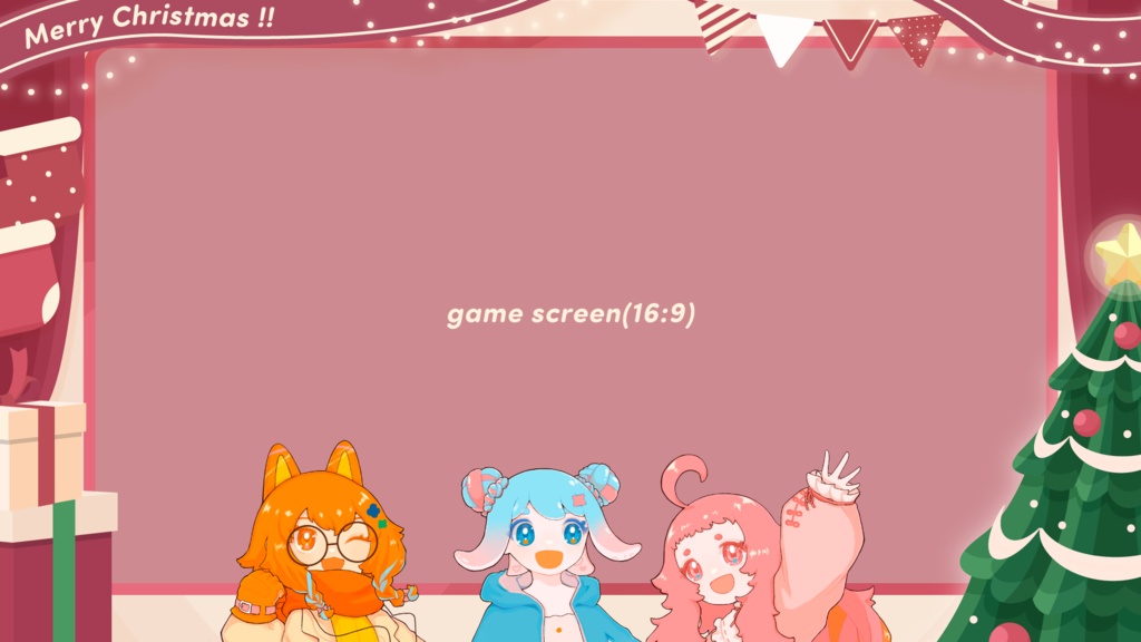 【Vtuberさん向け素材】季節の配信画面セット 12月ver.