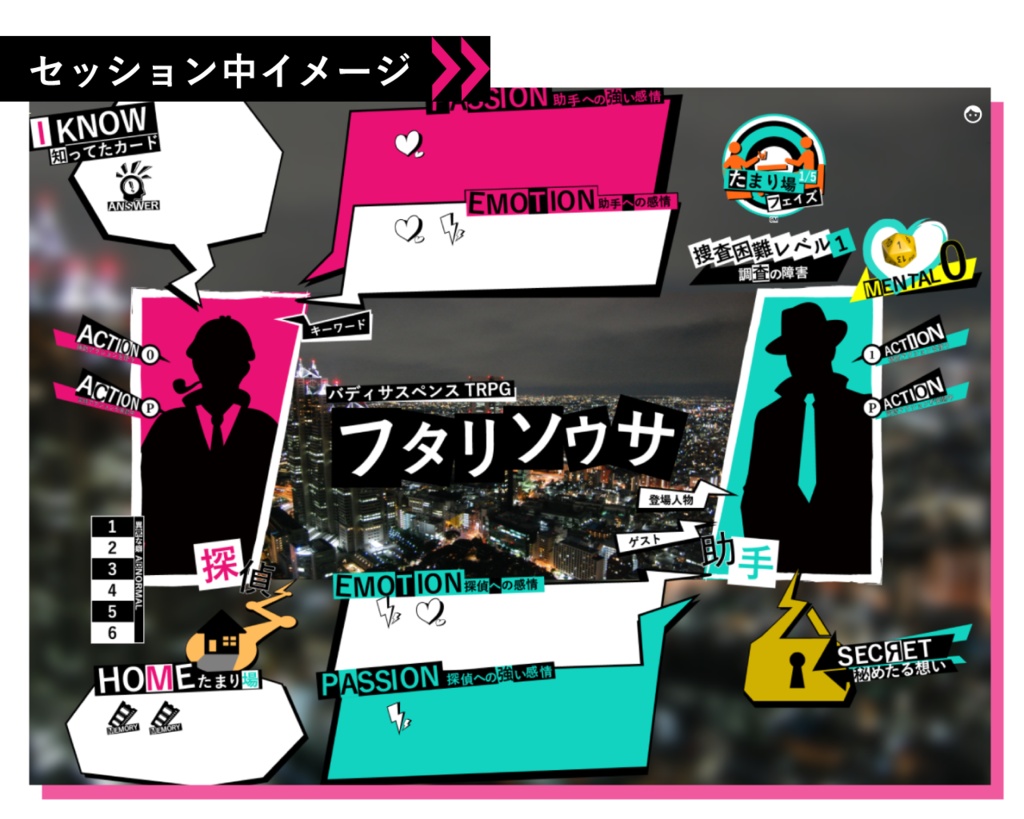 【無料/投げ銭】フタリソウサ ルームデータ付き オンラインセッション用シート(スタイリッシュ)