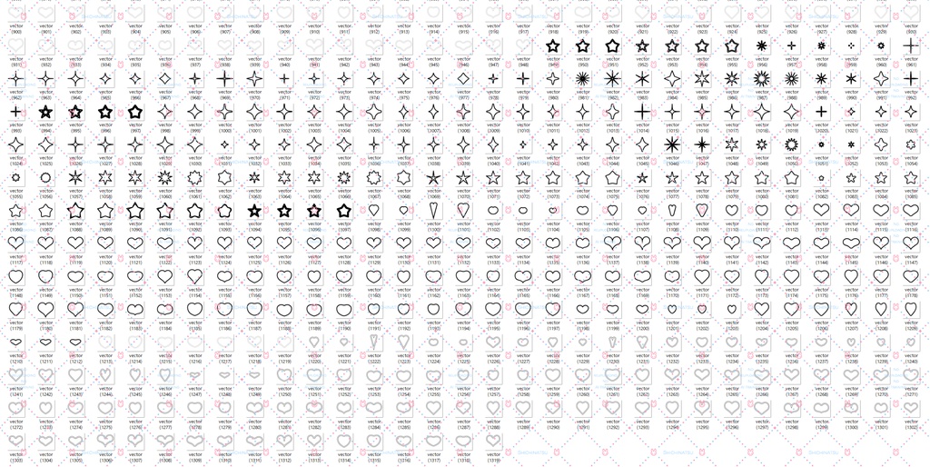 【Illustrator】キラキラ・ハート・星素材セット☆*.+♡【PNG/ベクターイラスト】