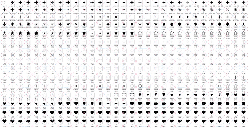 【Illustrator】キラキラ・ハート・星素材セット☆*.+♡【PNG/ベクターイラスト】