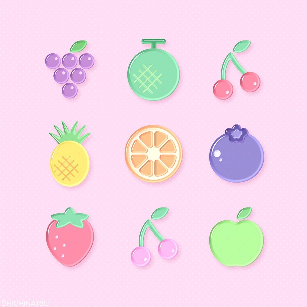 【大容量103個😋】フルーツイラストセット🍓🍇🍒🍈【イラスト素材】