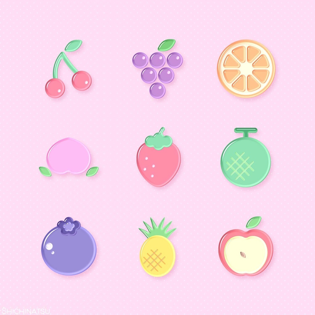 【大容量103個😋】フルーツイラストセット🍓🍇🍒🍈【イラスト素材】