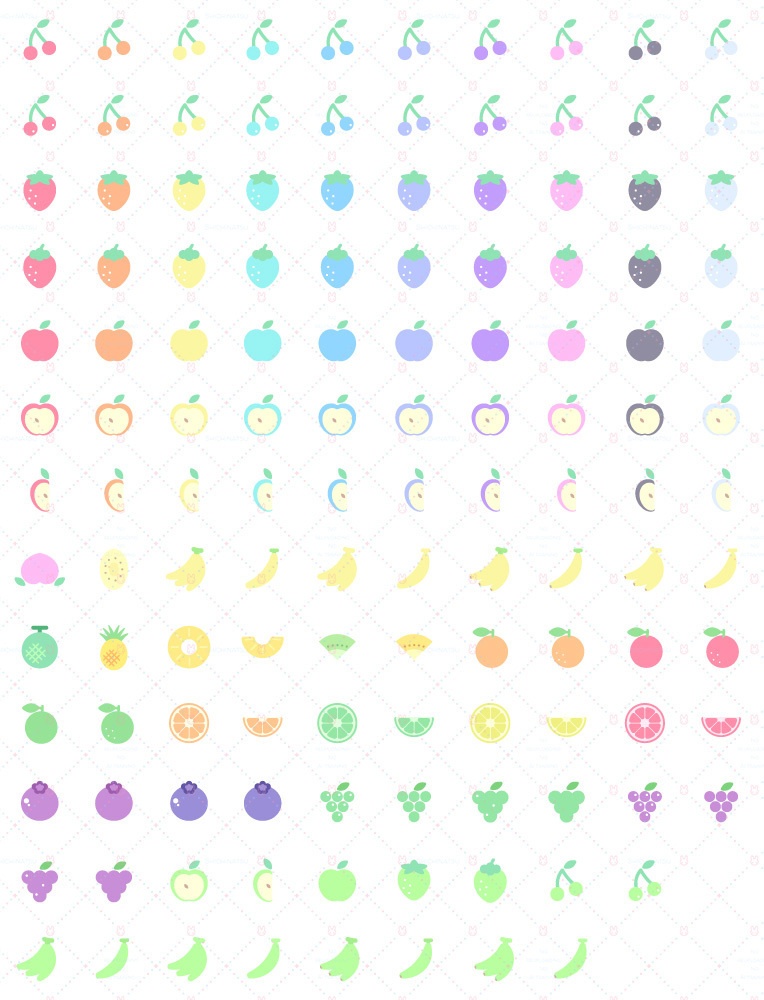 【大容量127個😋】フルーツイラストセット2🍓🍇🍒🍈【ベクターイラスト】
