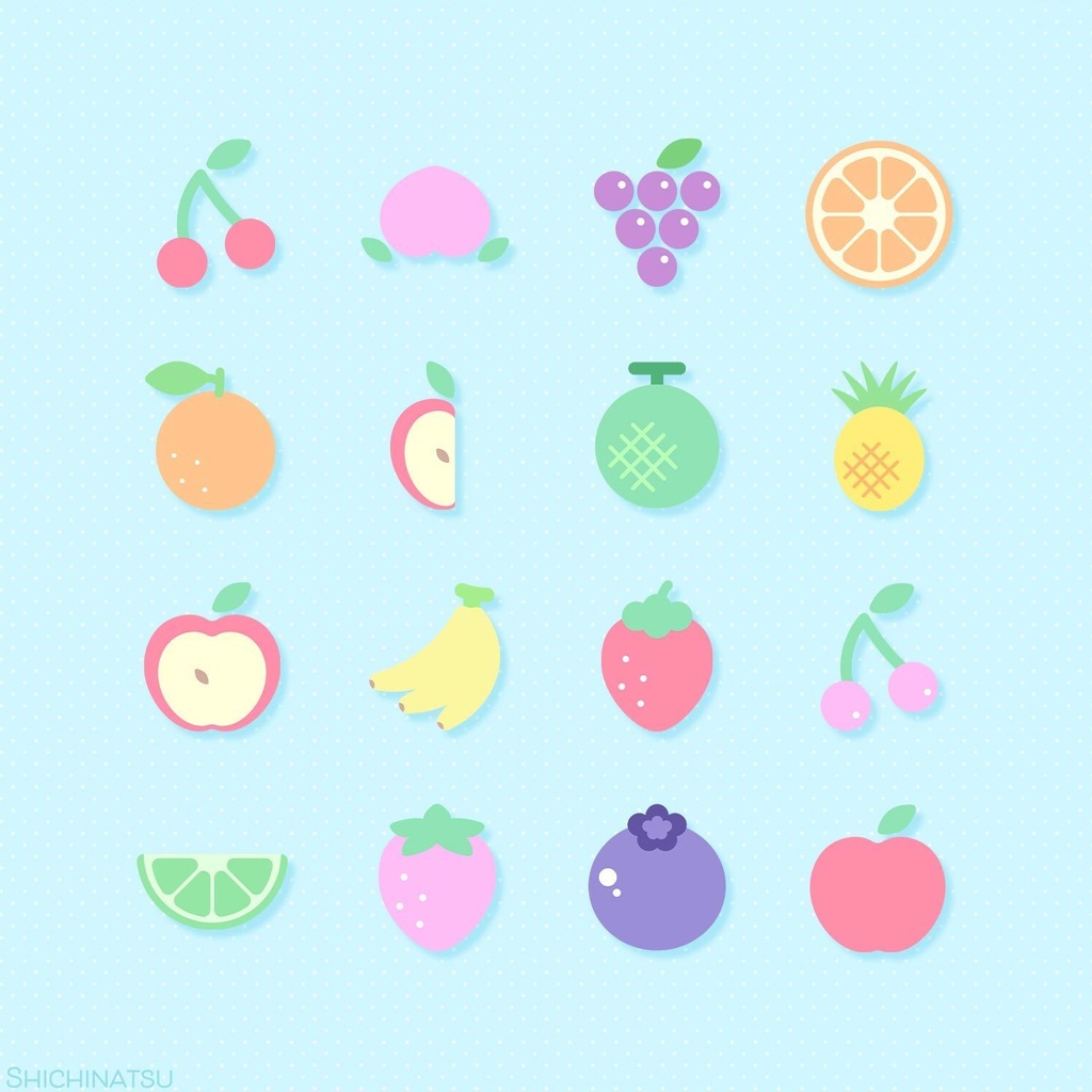 【大容量127個😋】フルーツイラストセット2🍓🍇🍒🍈【ベクターイラスト】