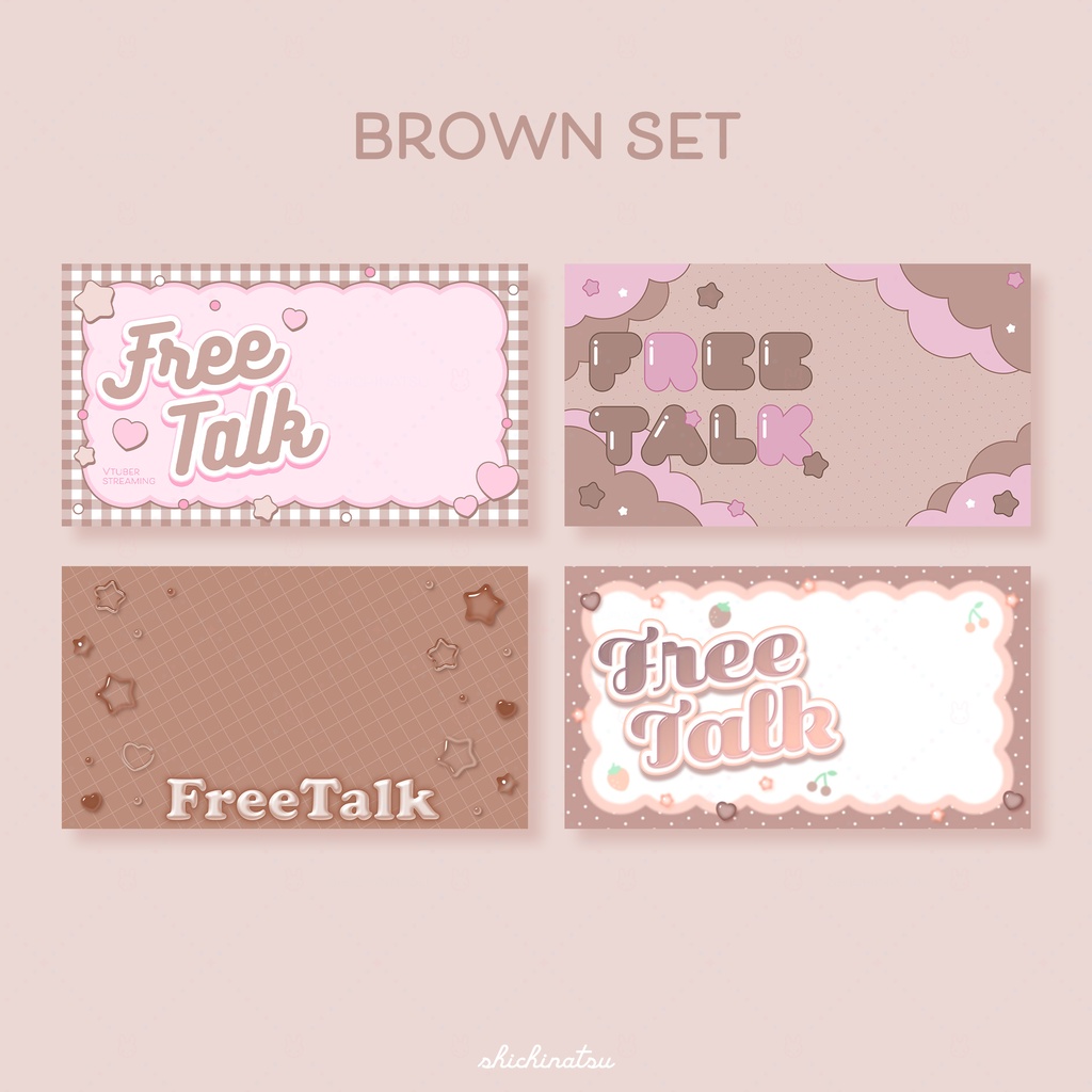 【カラバリ全12色】ゆめかわポップ💞Vtuber雑談サムネイル素材🎀【4種セット】