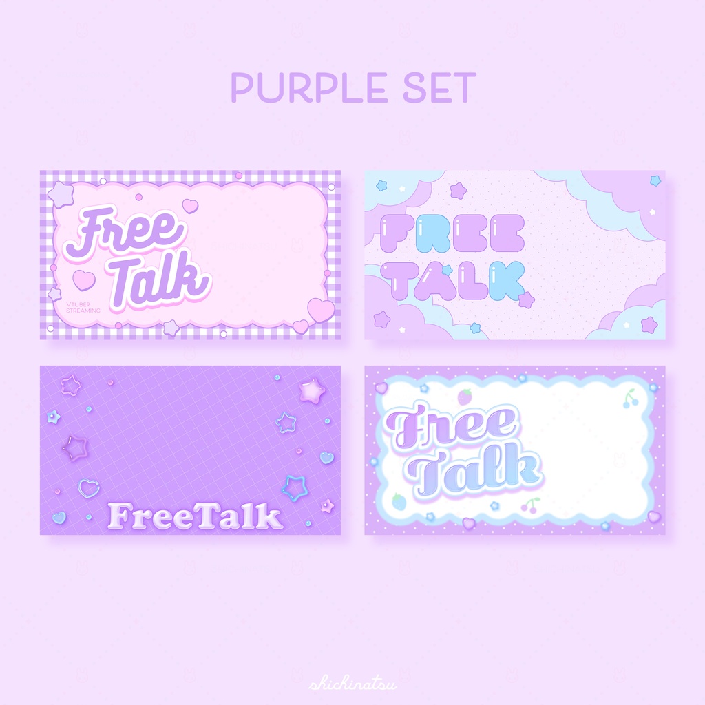 【カラバリ全12色】ゆめかわポップ💞Vtuber雑談サムネイル素材🎀【4種セット】