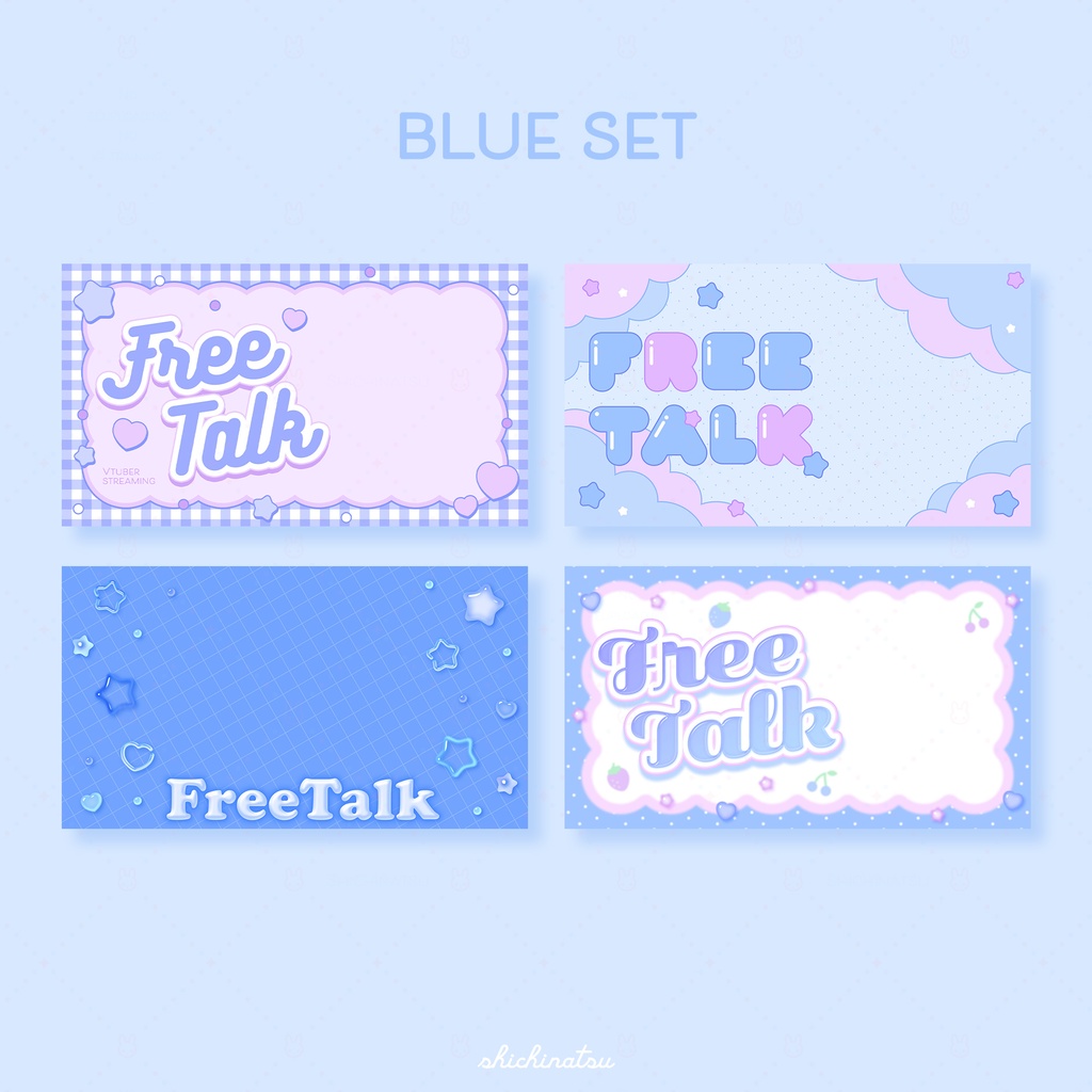 【カラバリ全12色】ゆめかわポップ💞Vtuber雑談サムネイル素材🎀【4種セット】