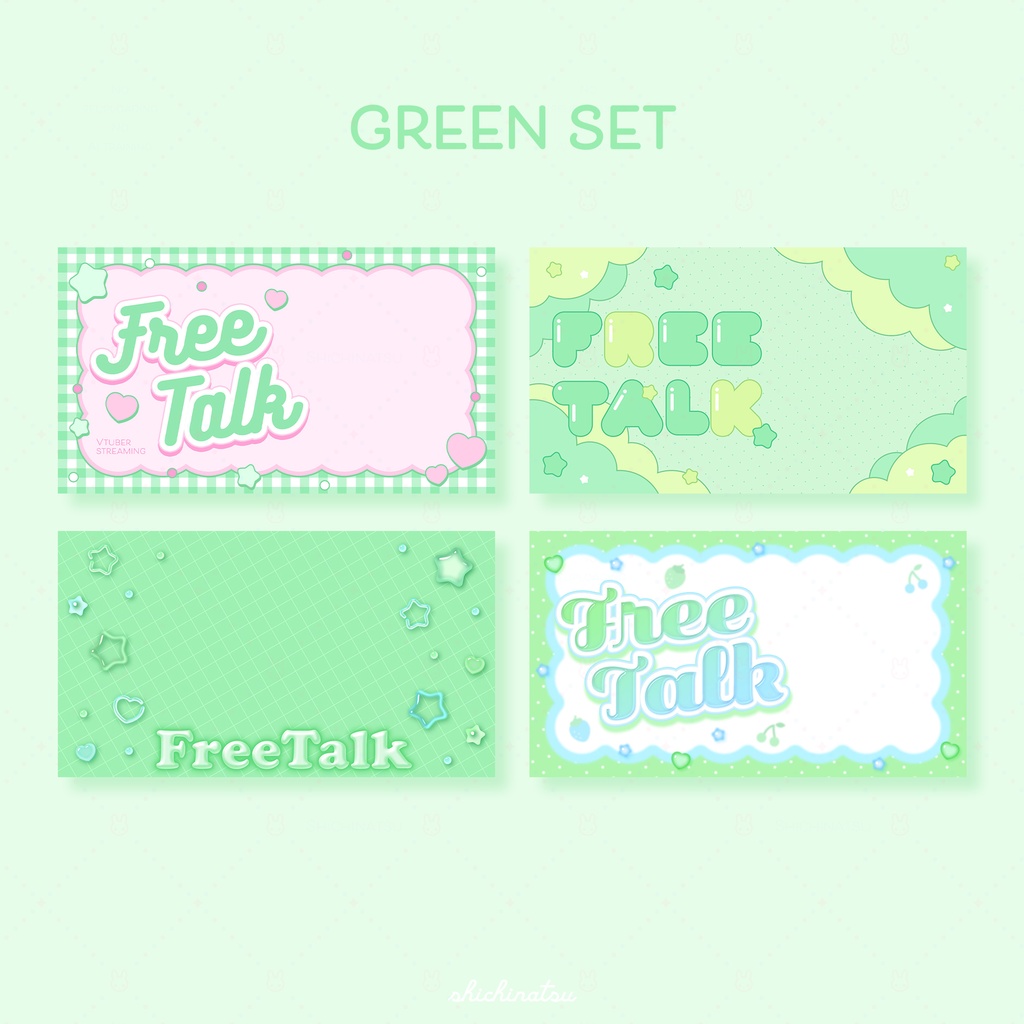 【カラバリ全12色】ゆめかわポップ💞Vtuber雑談サムネイル素材🎀【4種セット】