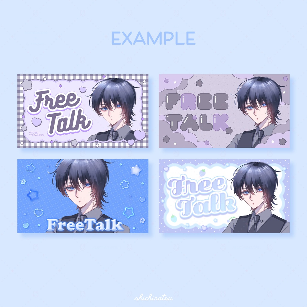 【カラバリ全12色】ゆめかわポップ💞Vtuber雑談サムネイル素材🎀【4種セット】