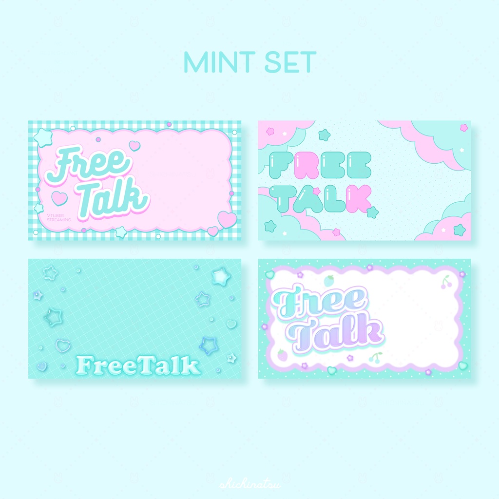 【カラバリ全12色】ゆめかわポップ💞Vtuber雑談サムネイル素材🎀【4種セット】