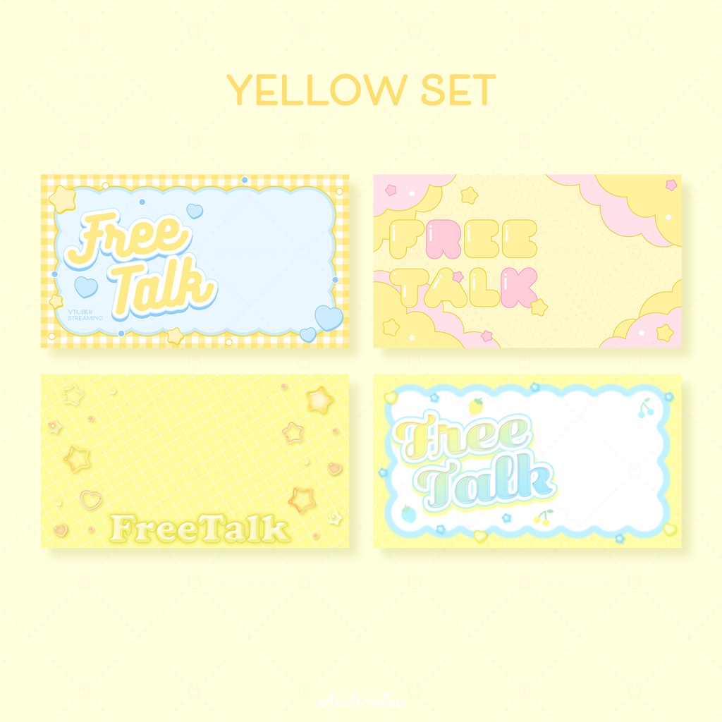 【カラバリ全12色】ゆめかわポップ💞Vtuber雑談サムネイル素材🎀【4種セット】