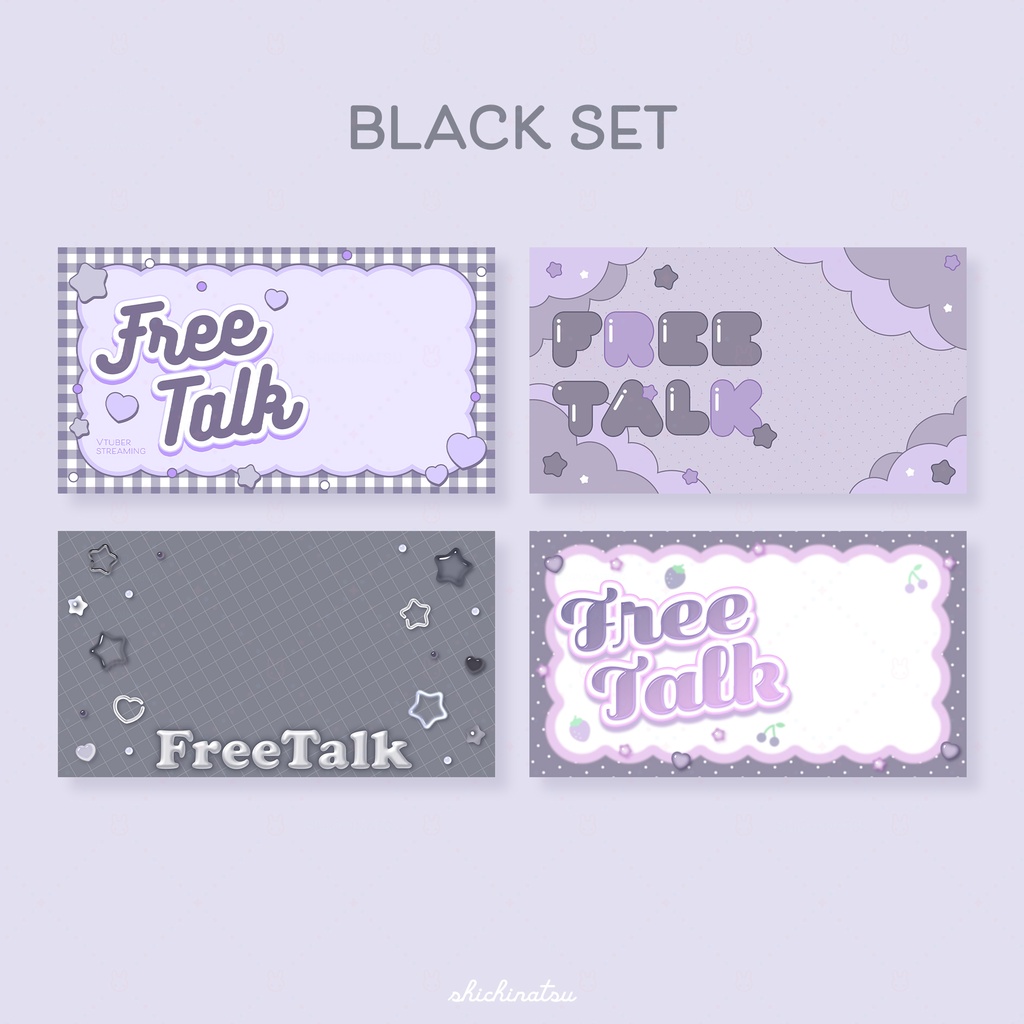 【カラバリ全12色】ゆめかわポップ💞Vtuber雑談サムネイル素材🎀【4種セット】