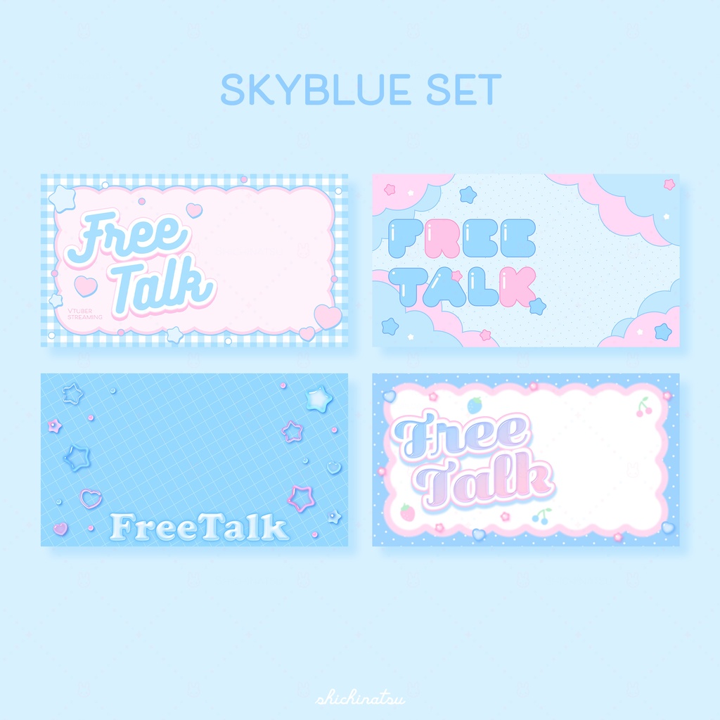 【カラバリ全12色】ゆめかわポップ💞Vtuber雑談サムネイル素材🎀【4種セット】