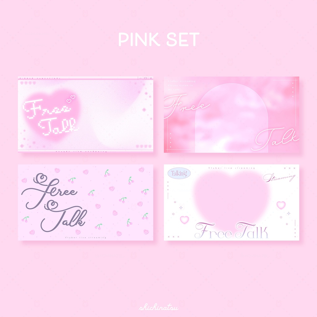 【カラバリ全12色】ゆめかわドリーム💞Vtuber雑談サムネイル素材🎀【4種セット】