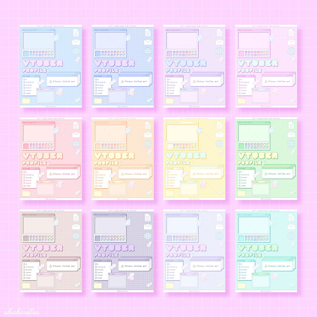 【無料配布】Vtuberプロフィール宣伝素材/Vaporwave【カラバリ全12色】