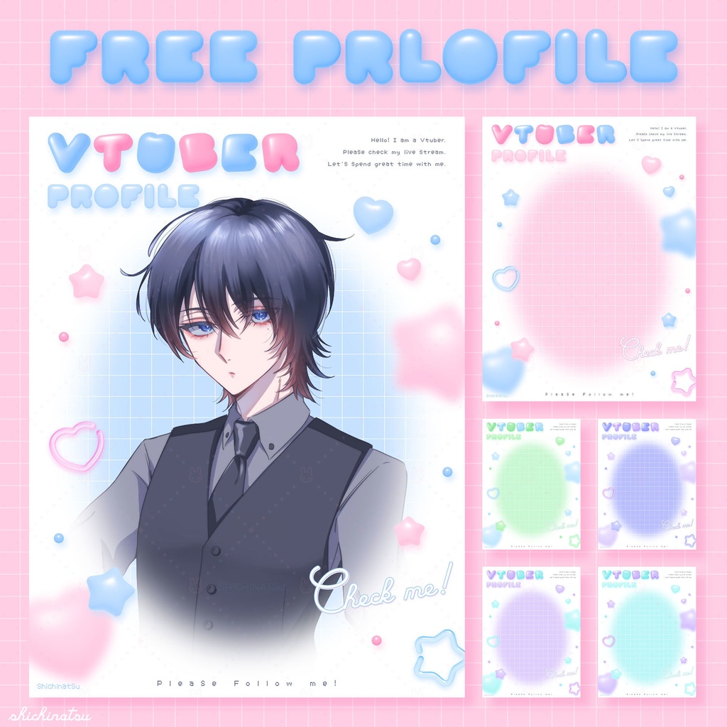 【無料配布】Vtuberプロフィール宣伝素材/ゆめかわ3D【カラバリ全12色】