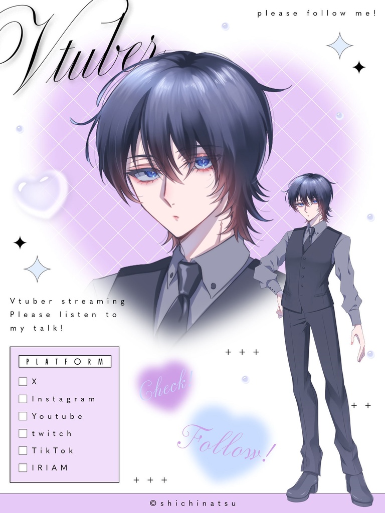 【無料配布】Vtuberプロフィール宣伝素材/地雷系フェミニン【カラバリ全12色】