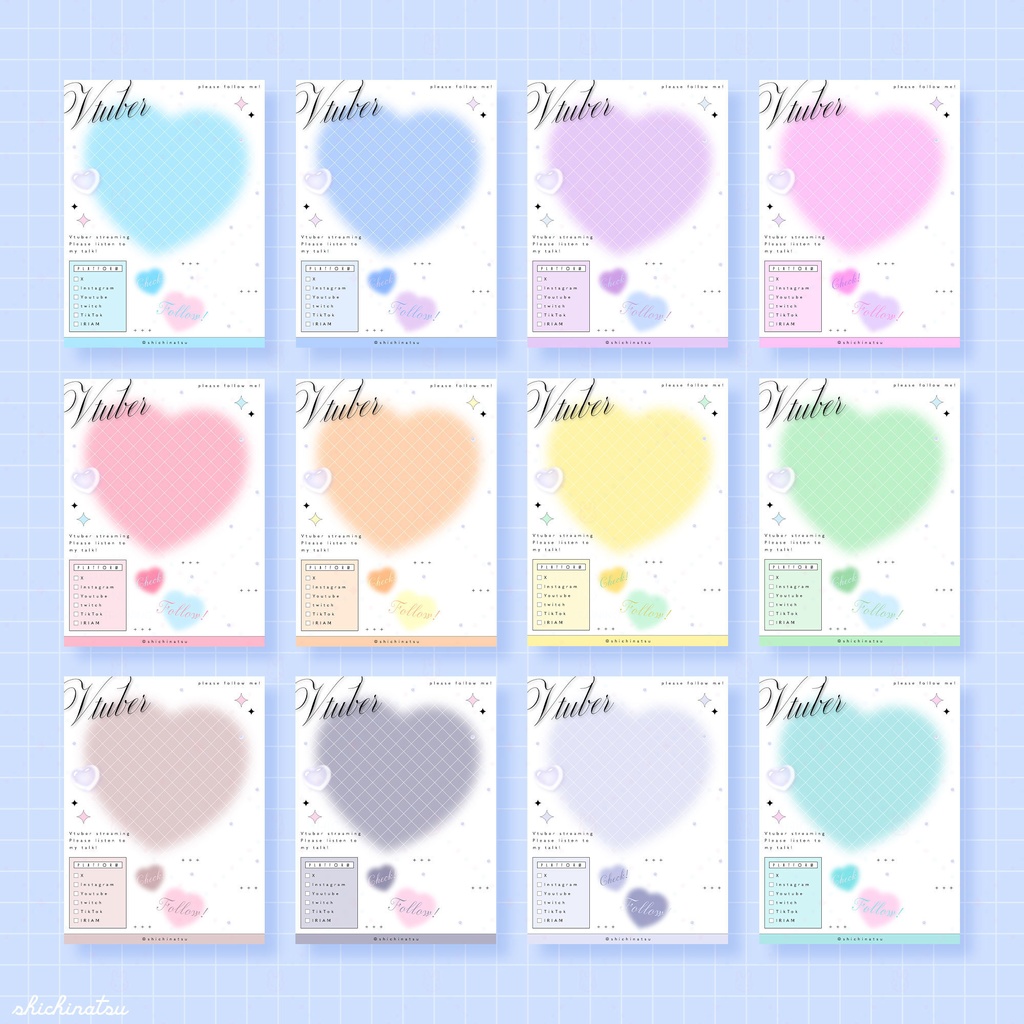 【無料配布】Vtuberプロフィール宣伝素材/地雷系フェミニン【カラバリ全12色】