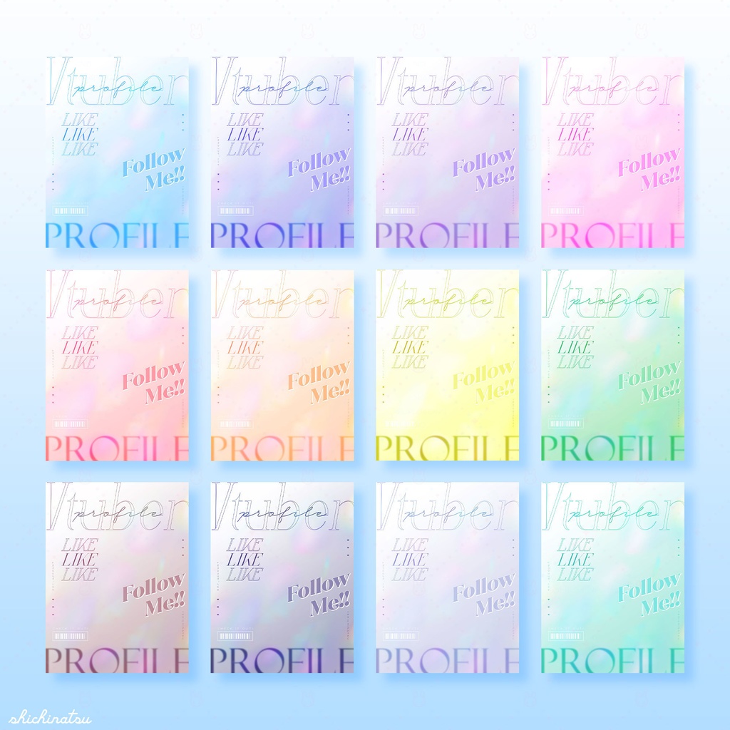 【無料配布】Vtuberプロフィール宣伝素材/シンプル&スタイリッシュ【カラバリ全12色】