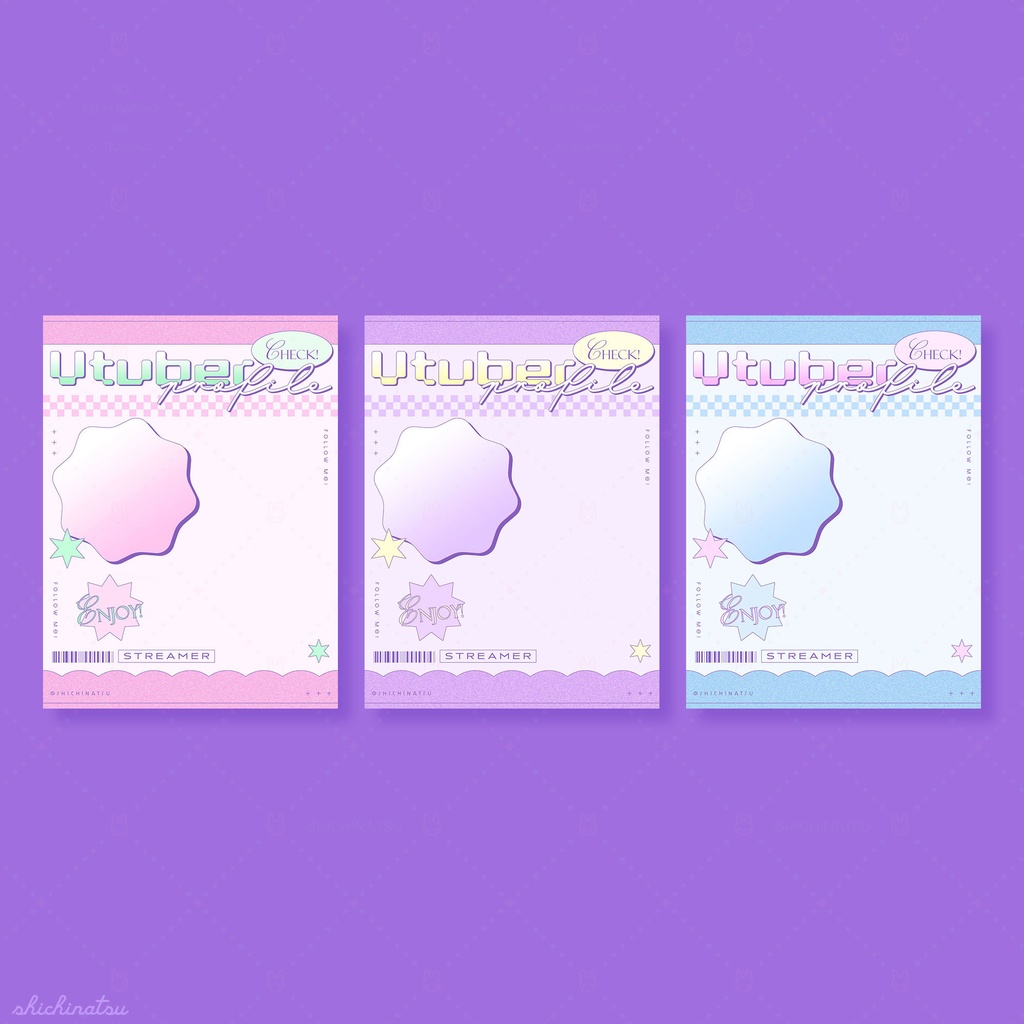 【無料配布】Vtuberプロフィール宣伝素材/ゆめかわダイナー【カラバリ全3色】