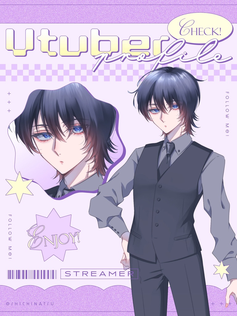 【無料配布】Vtuberプロフィール宣伝素材/ゆめかわダイナー【カラバリ全3色】