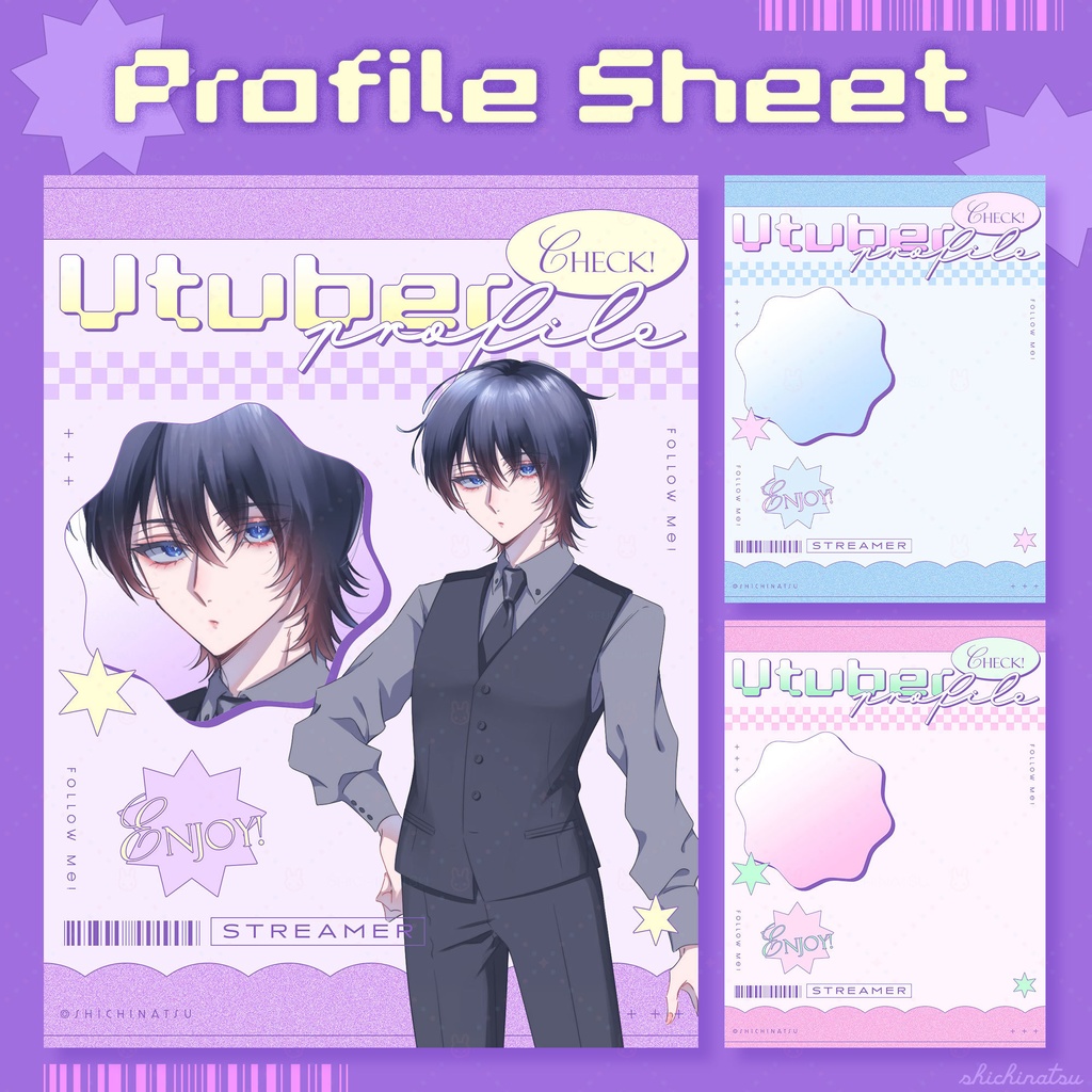 【無料配布】Vtuberプロフィール宣伝素材/ゆめかわダイナー【カラバリ全3色】