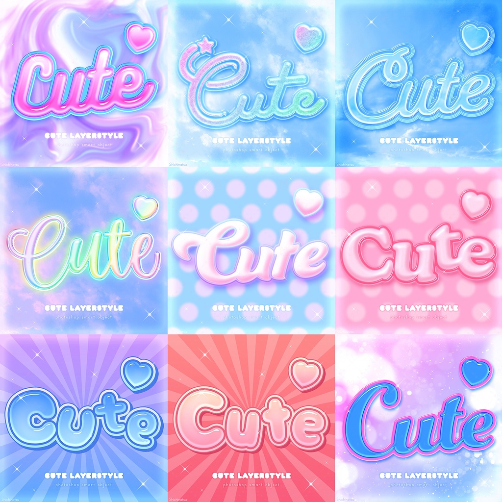 【Photoshop】かわいい💖レイヤースタイルセット【9種セット】