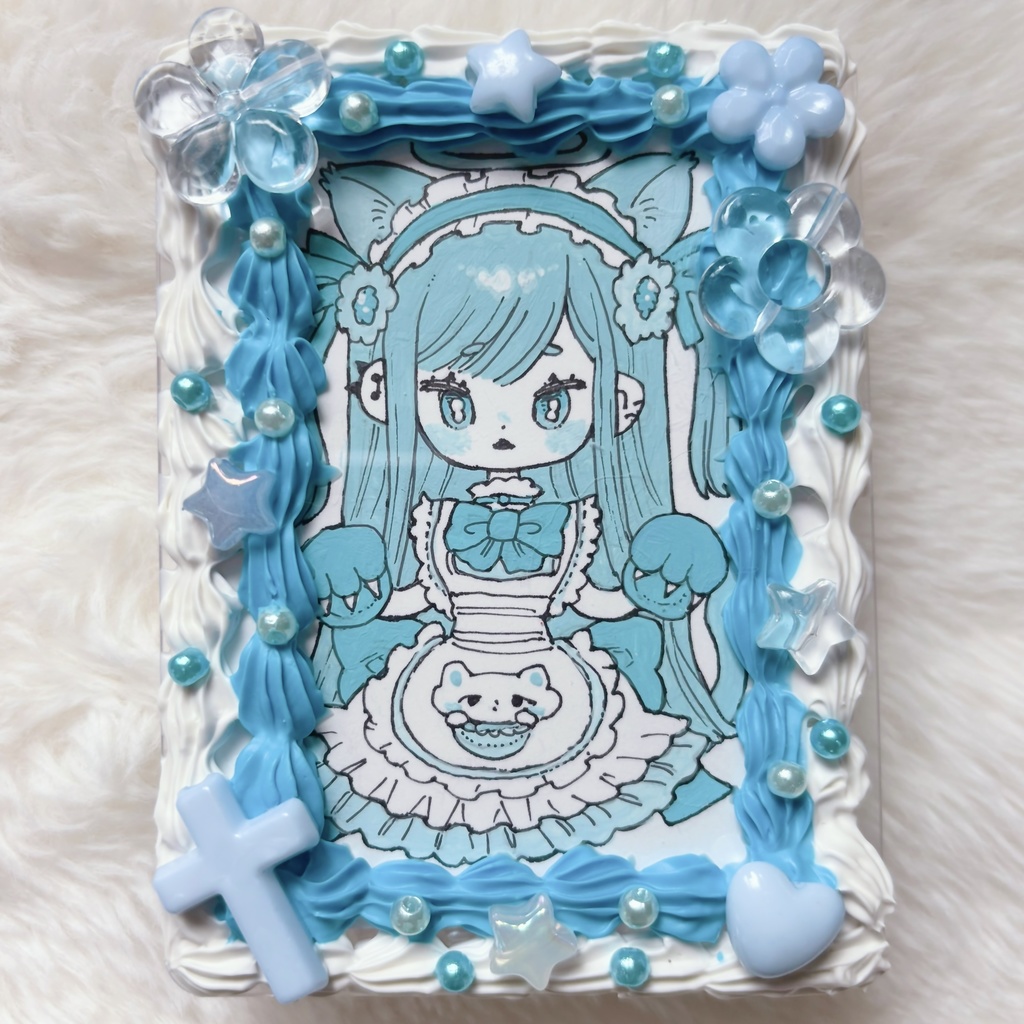 オリジナルイラスト デコ硬質ケース入り 水色