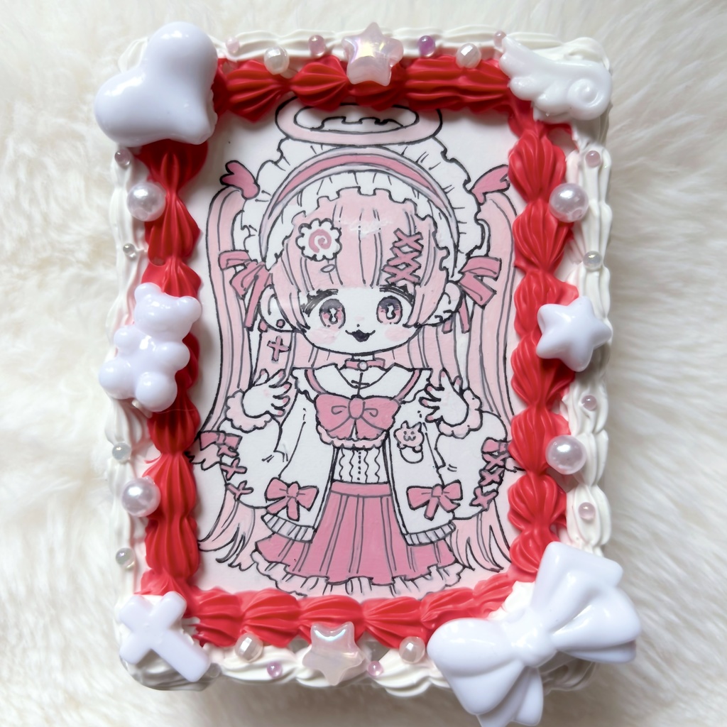 オリジナルイラスト デコ硬質ケース入り ピンク