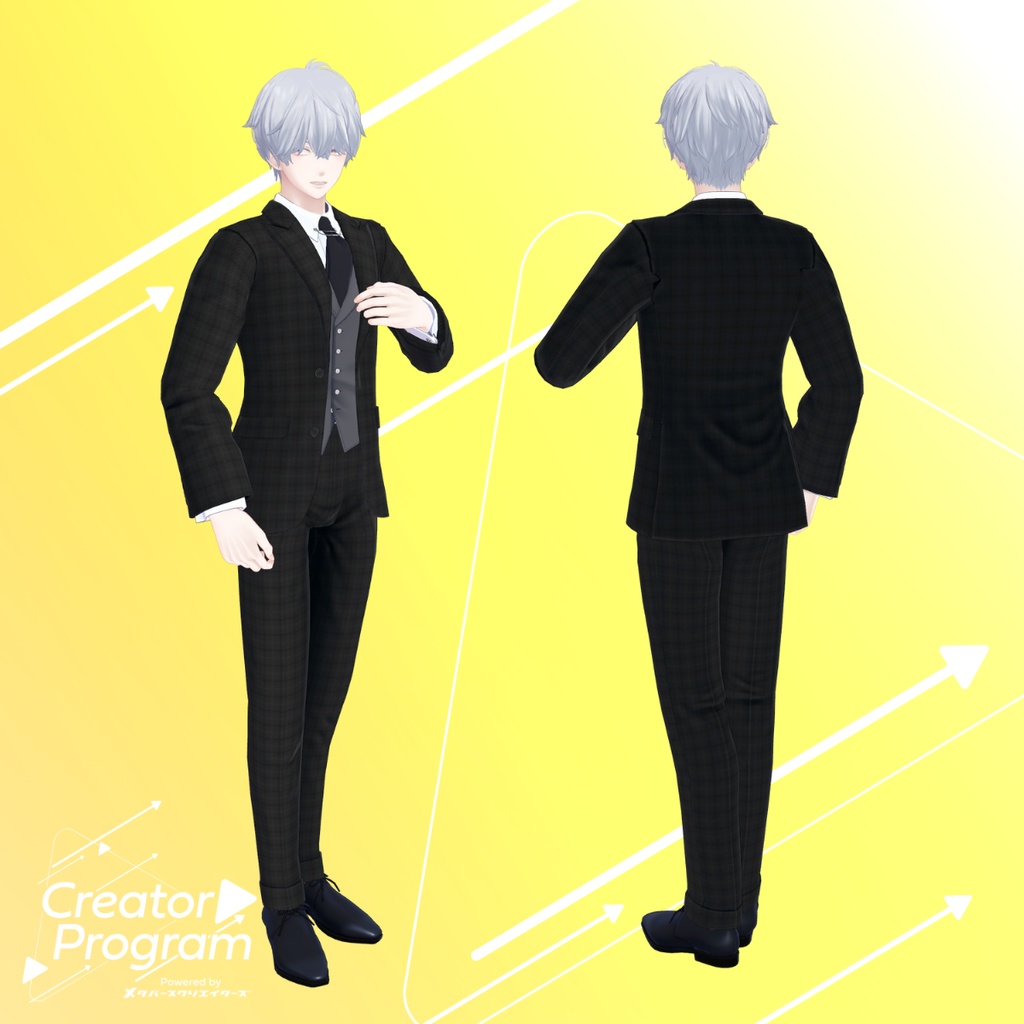 Elegant Drape Shoulder Suit Set - VRChat Men's Clothing / CP1