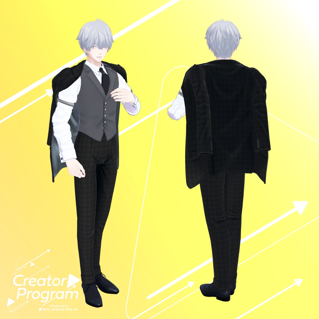 Elegant Drape Shoulder Suit Set - VRChat Men's Clothing / CP1