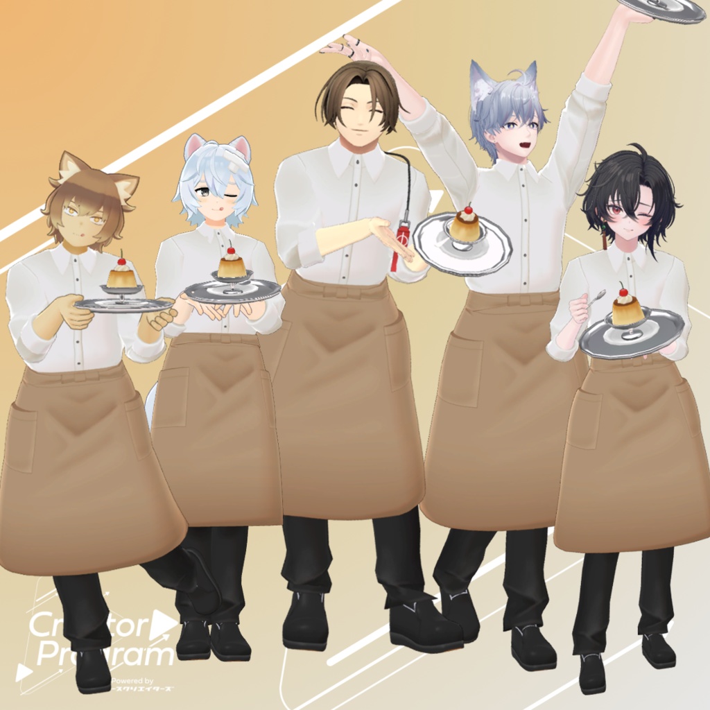 Stylish Café Uniform (Plate and Pudding included) - VRChat Men's Clothing/ CP3