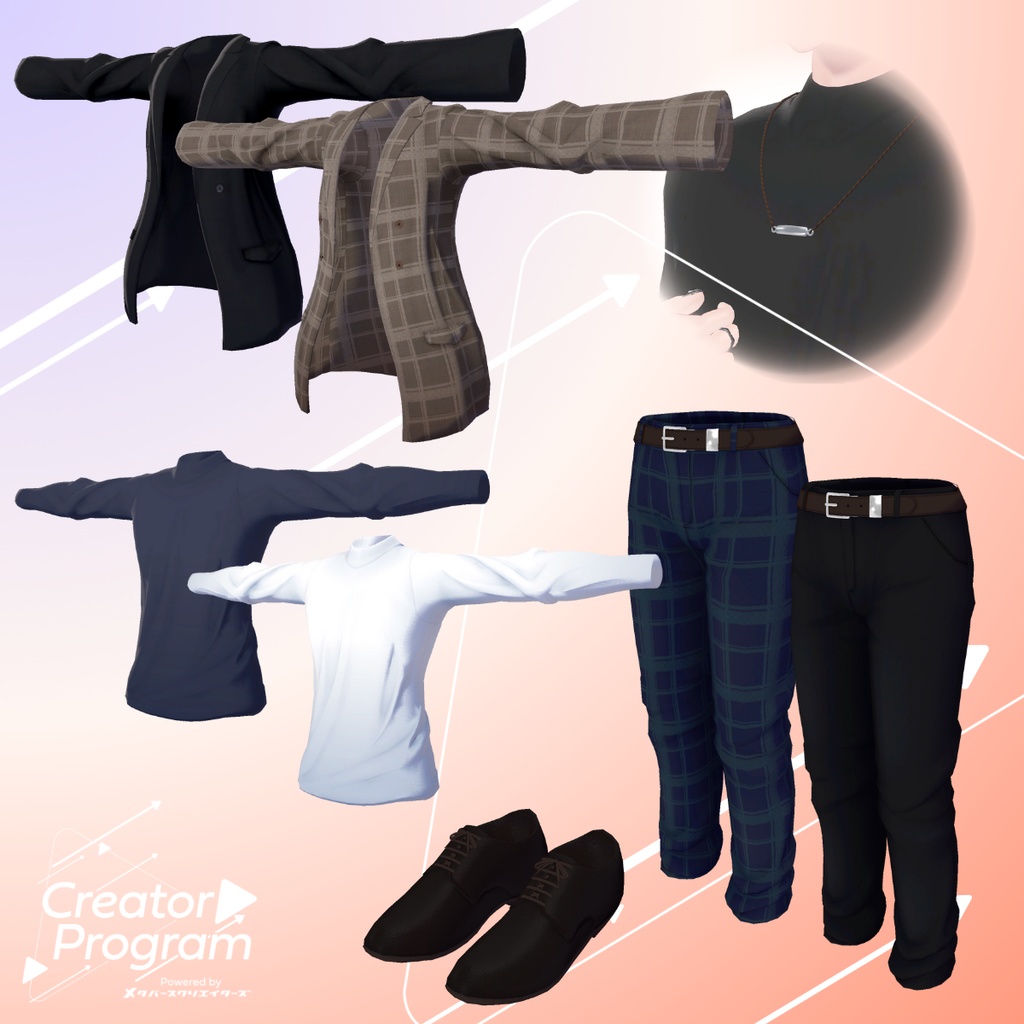 Spring Check Oversize Jacket Fullset - VRChat Men's Clothing/ CP5