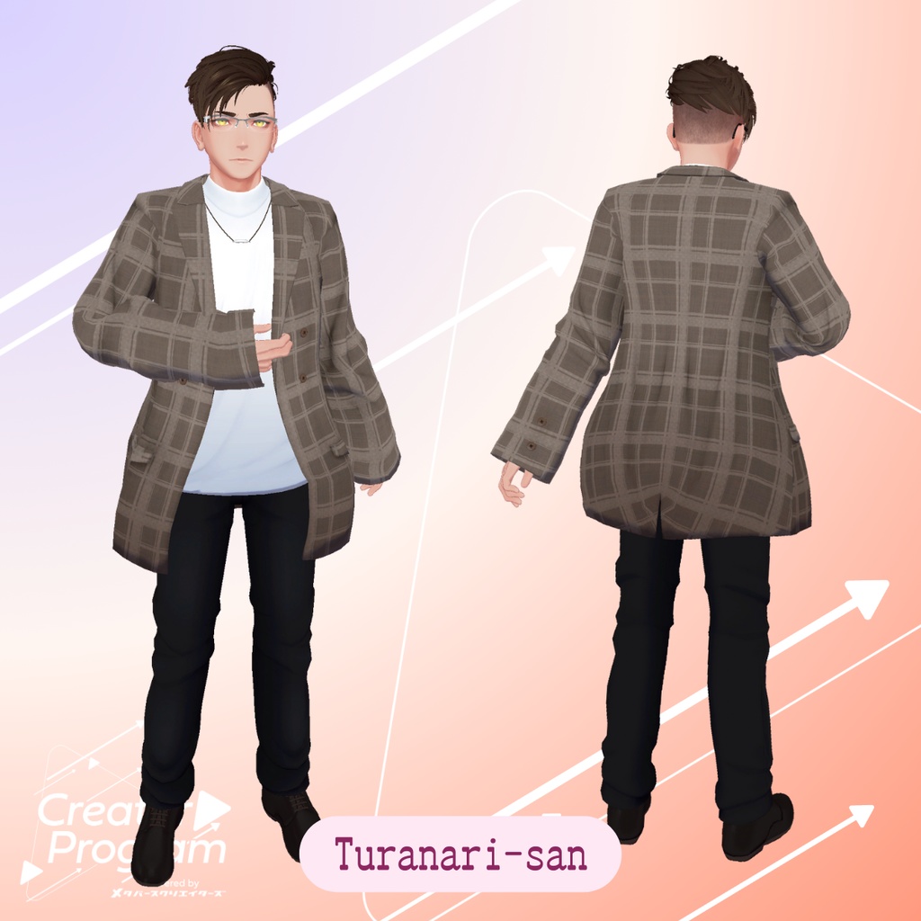 Spring Check Oversize Jacket Fullset - VRChat Men's Clothing/ CP5