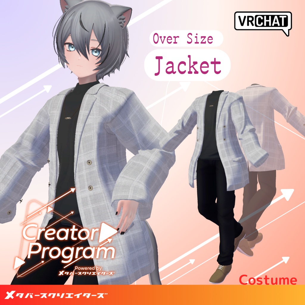 Spring Check Oversize Jacket Fullset  - VRChat Men's Clothing/ CP5